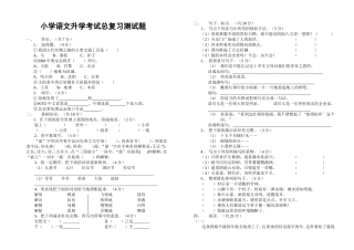 小学语文升学考试总复习测试题
