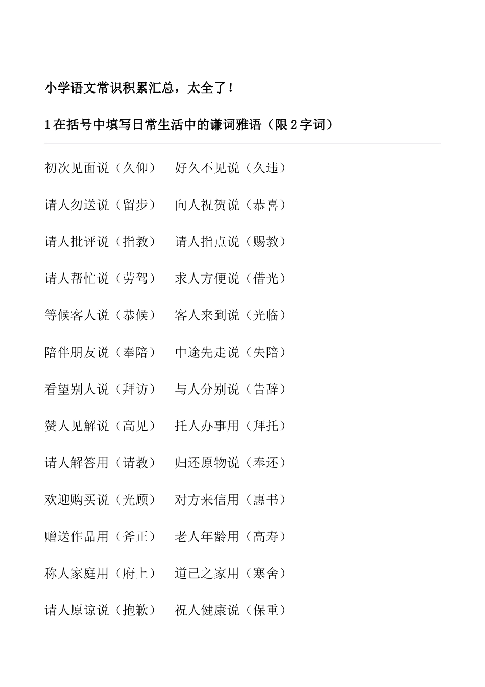 小学语文常识积累汇总_第1页