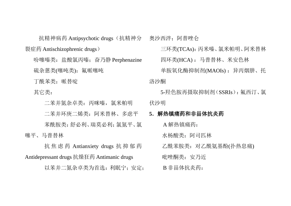 药理学药物分类目录_第2页