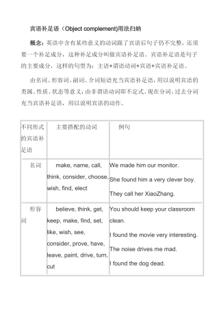 英语宾语补足语（Objectcomplement)用法归纳
