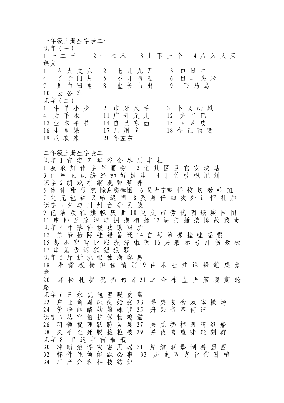 一年级上册生字表_第1页