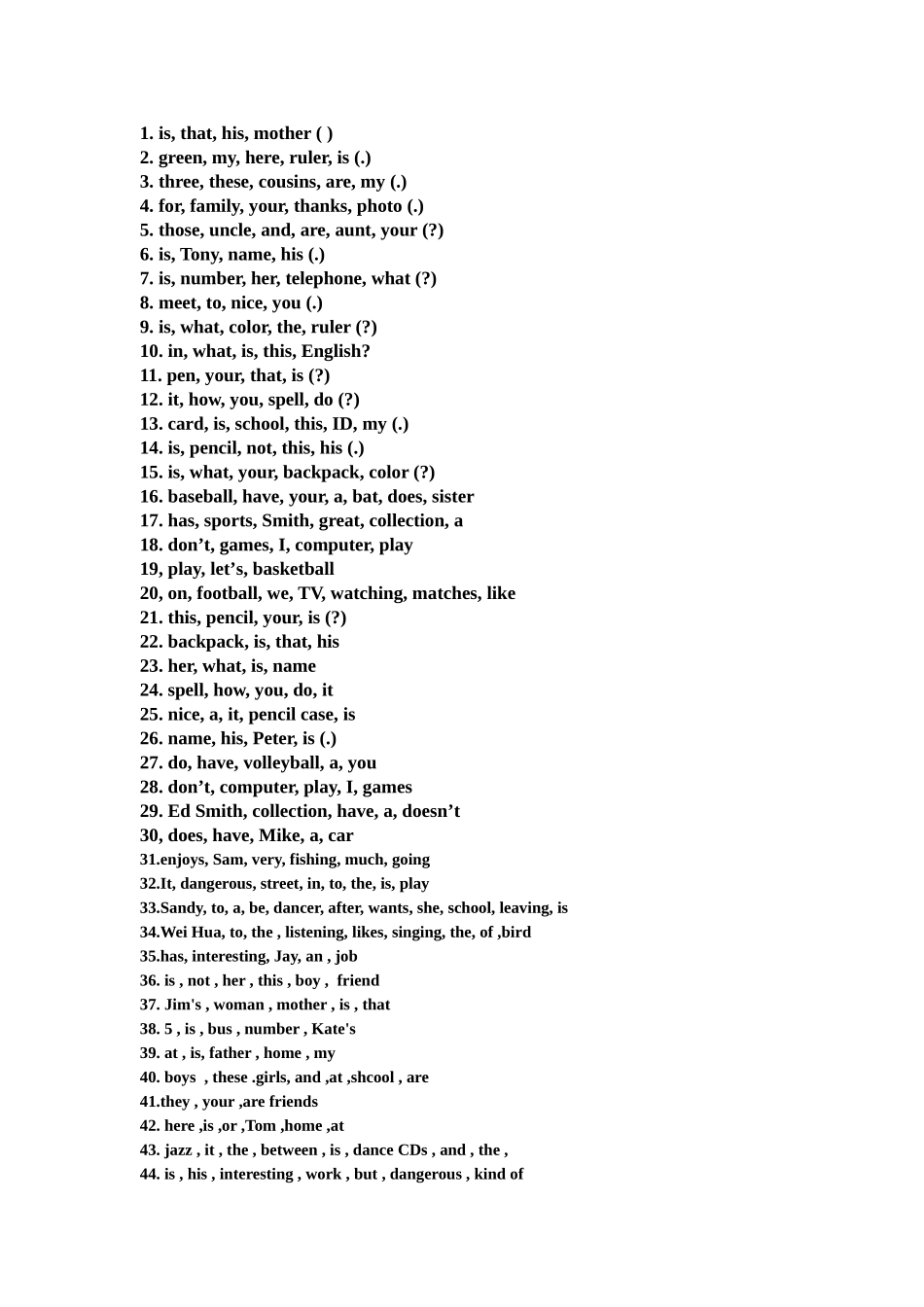 英语连词成句专项练习测试题_第2页
