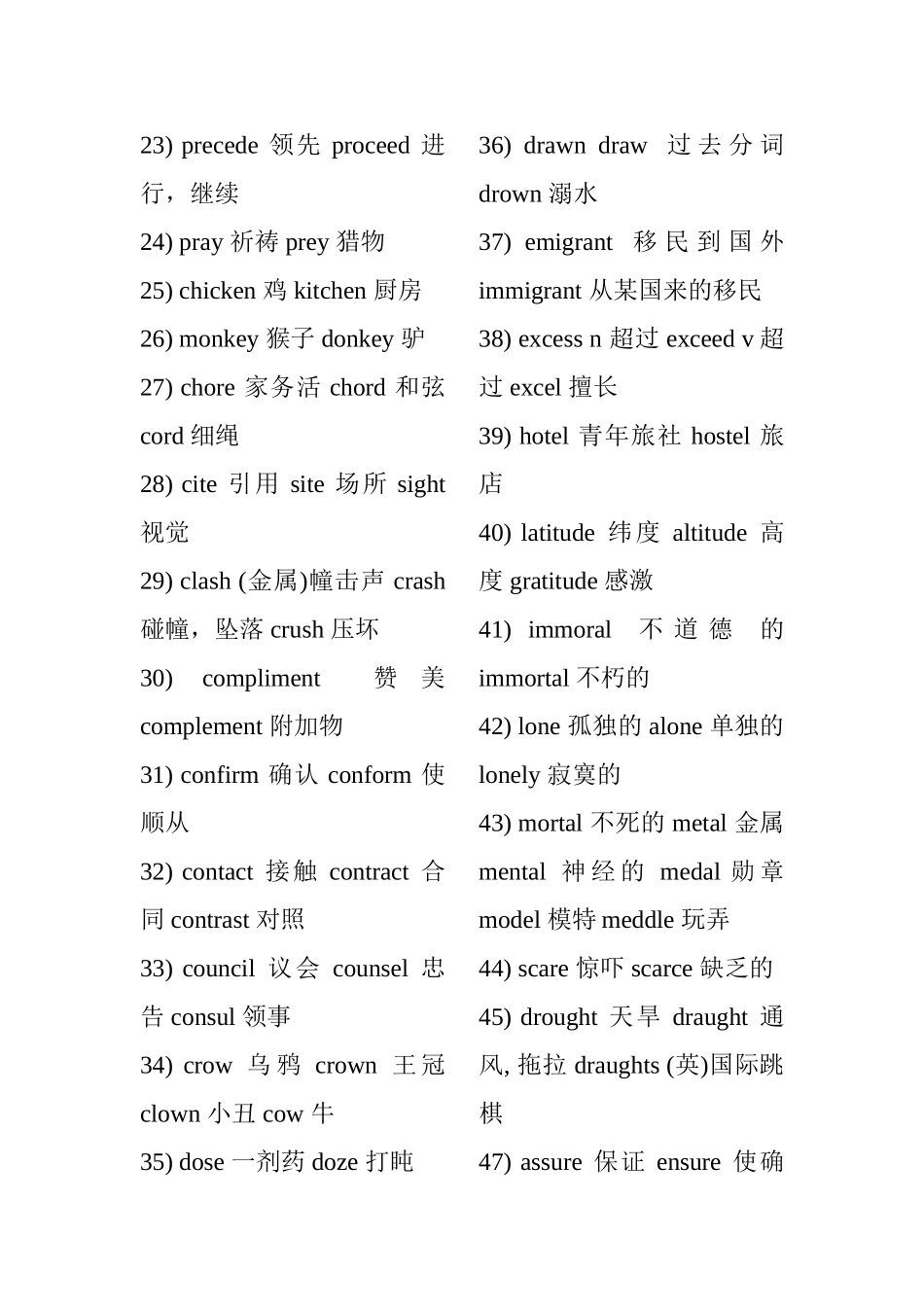 英语四六级听力易混淆词汇总结_第2页