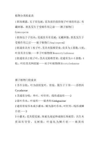 植物分类检索表知识点梳理汇总