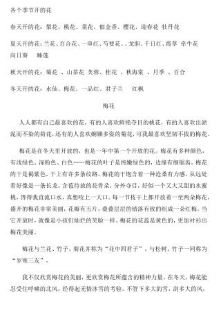 各个季节开的花知识点梳理汇总