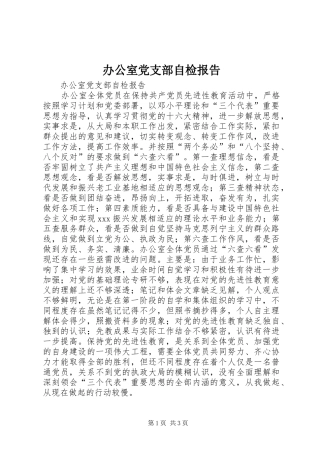 办公室党支部自检报告