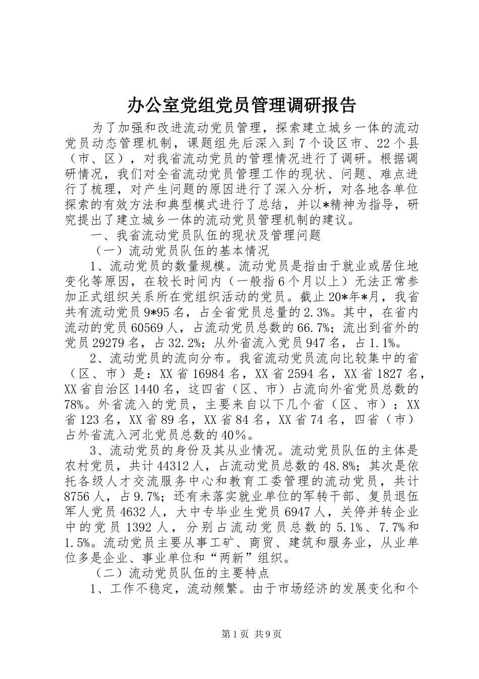 办公室党组党员管理调研报告_第1页
