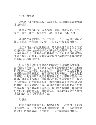 金工实习报告--材料科学与工程专业大学生