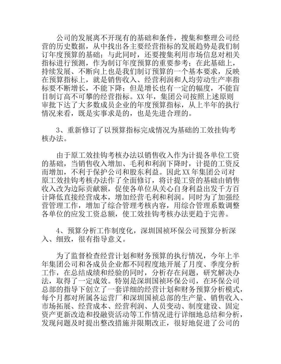 公司上半年计划和预算管理工作总结_第2页