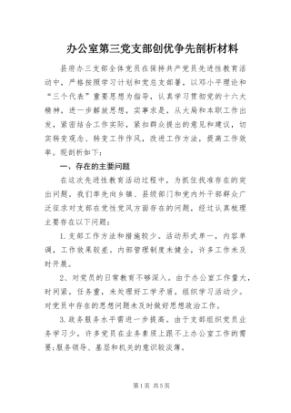 办公室第三党支部创优争先剖析材料