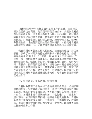 农村村级财务清理工作总结