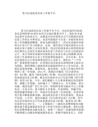 努力打造政务信息工作新平台