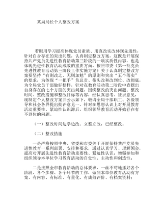 某局局长个人整改方案