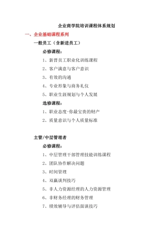 企业商学院培训课程体系规划