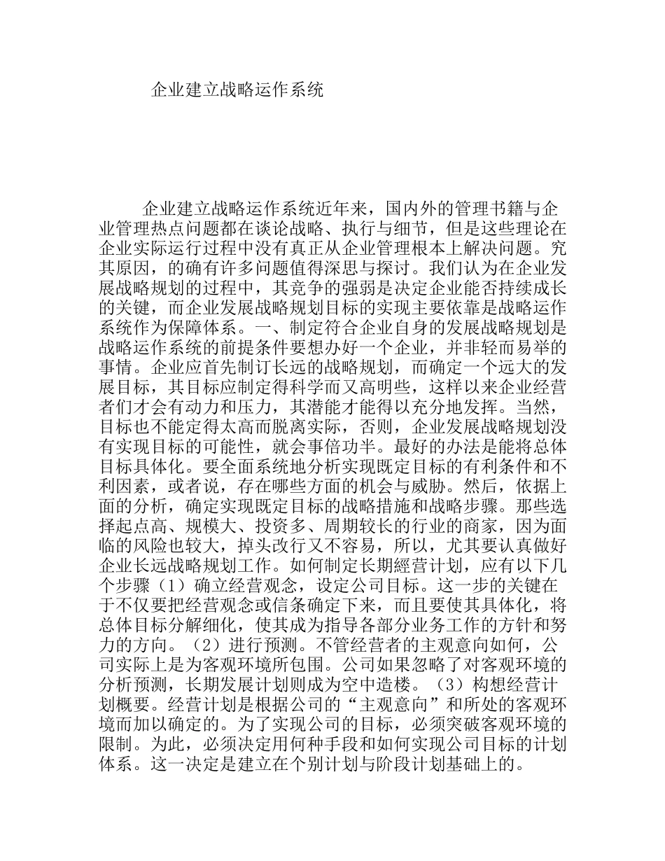 企业建立战略运作系统设计和实现_第1页