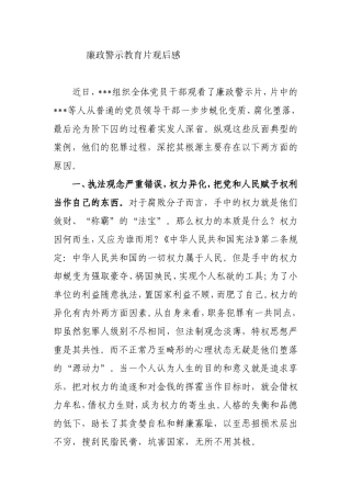 廉政警示教育片观后感