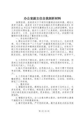 办公室副主任自我剖析材料
