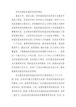 如何加强农村基层党组织建设