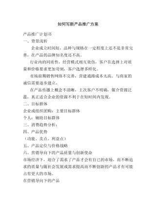 如何写新产品推广方案