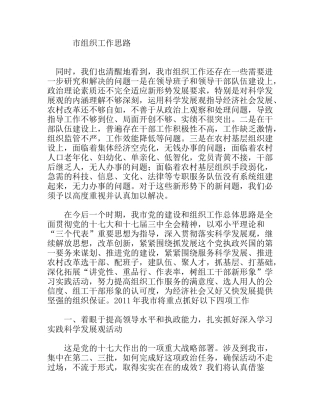 市组织工作思路