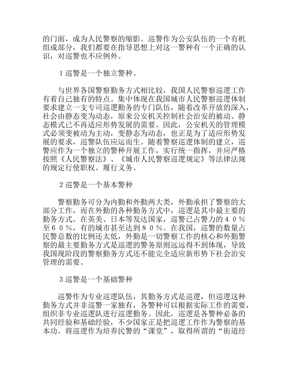 试论巡警在社会治安防控体系中的主力军地位分析研究论文_第3页