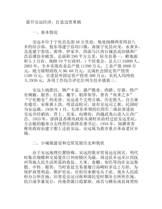 提升安远经济，打造边贸重镇