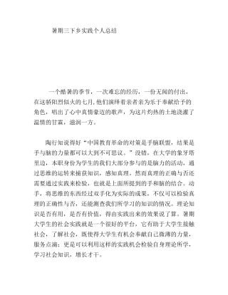 暑期三下乡实践个人总结