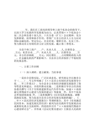 县个私协会工作总结及工作思路