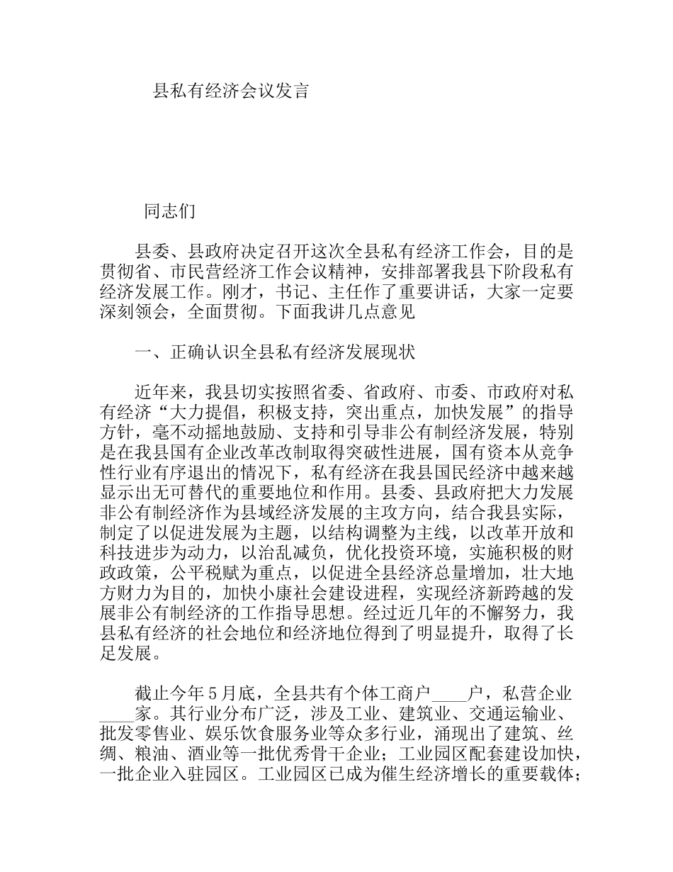 县私有经济会议发言_第1页