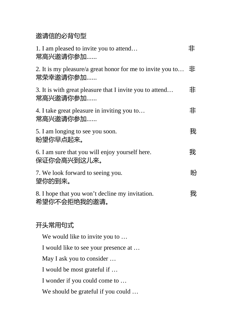 英语邀请函常用语句梳理汇总_第3页