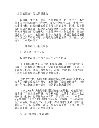 县级能源统计现状调研报告