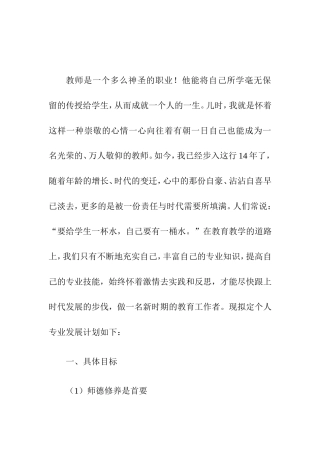 小学个人年度专业发展计划