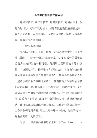 小学践行新教育工作总结