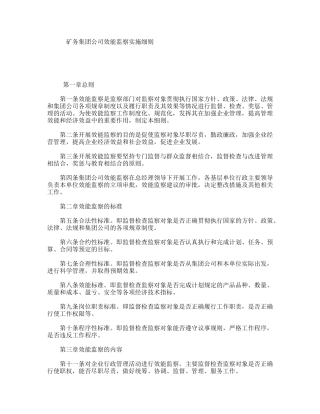 矿务集团公司效能监察实施细则