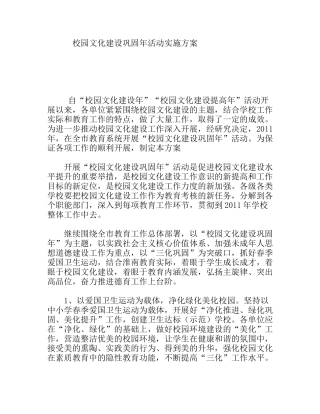 校园文化建设巩固年活动实施方案