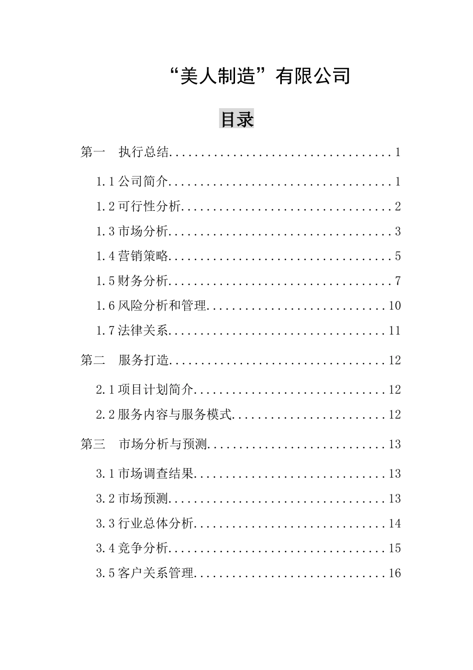 “美人制造”有限公司执行总结市场打造总结分析_第1页