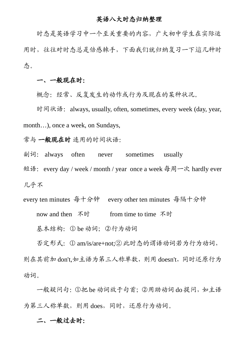 英语八大时态知识点归纳整理_第1页