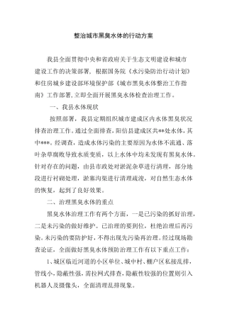 整治城市黑臭水体的行动方案