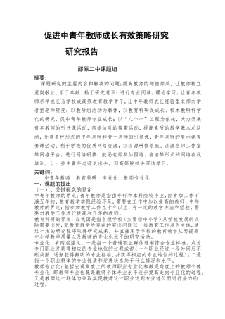促进中青年教师成长有效策略研究