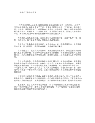 促销员工作总结范文
