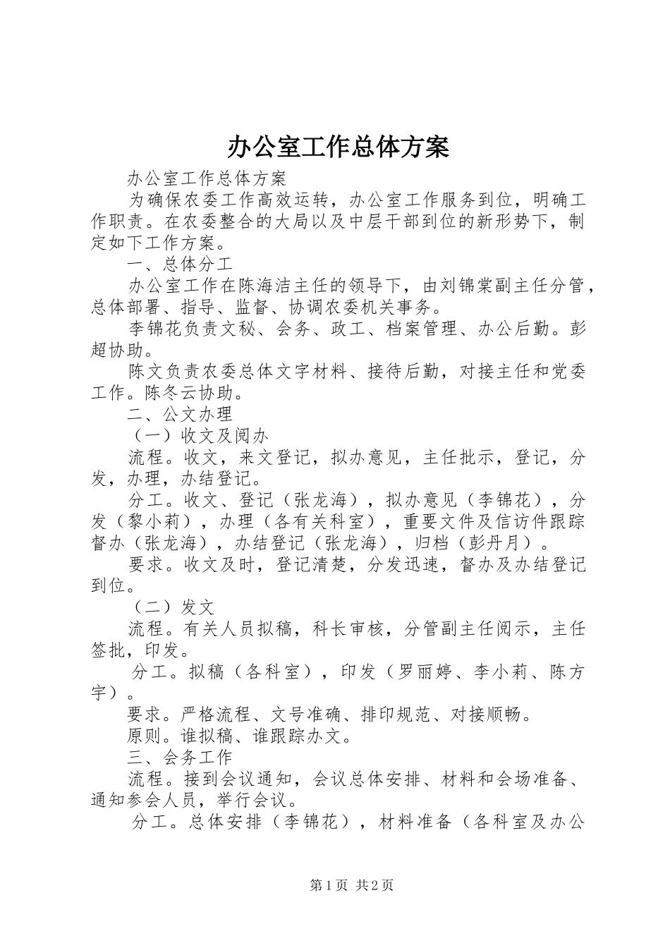 办公室工作总体方案_第1页
