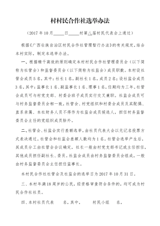 村村民合作社选举办法