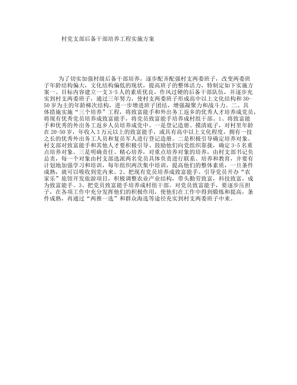 村党支部后备干部培养工程实施方案_第1页