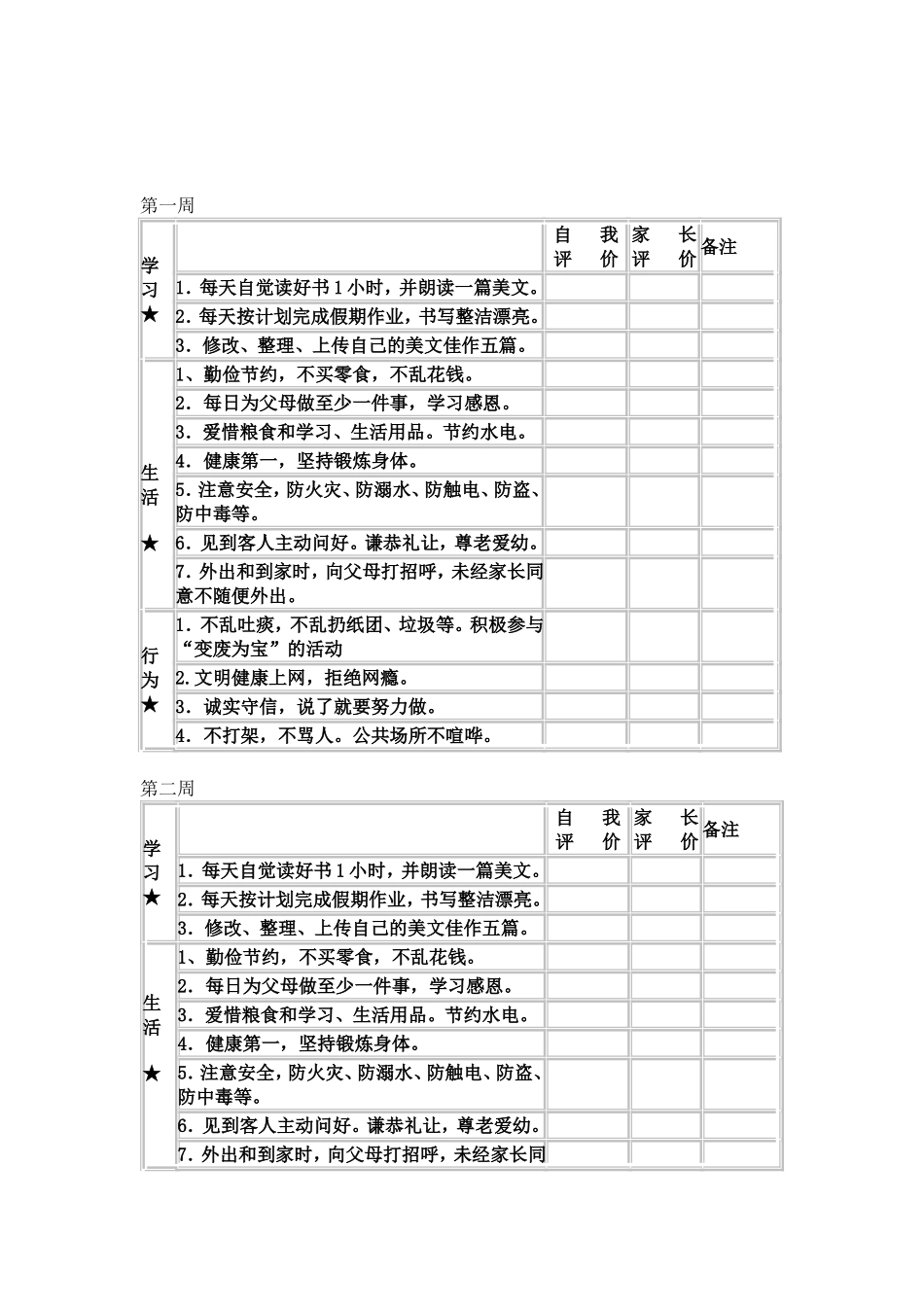 “好习惯伴我假期行”活动方案  _第3页