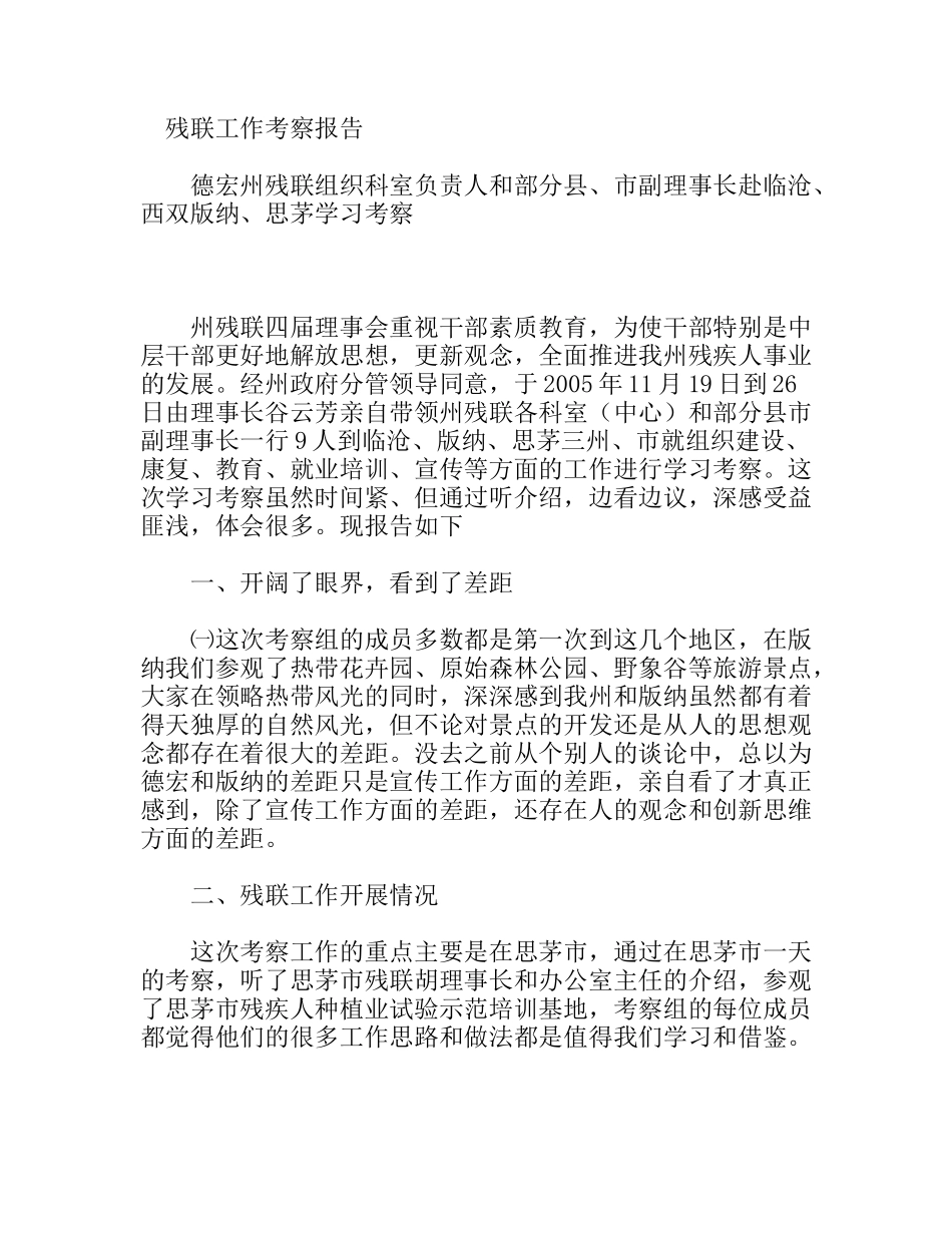 残联工作考察报告_第1页