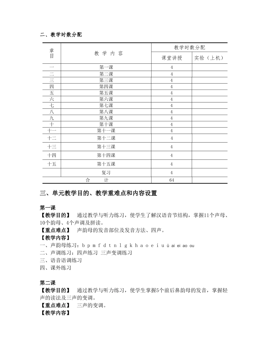 《零基础汉语听力》课程教学大纲_第2页