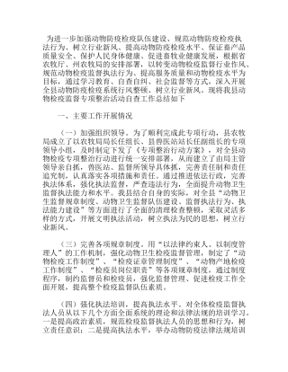 动物检疫专项整治工作总结