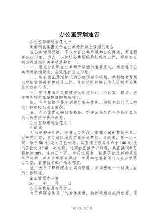 办公室禁烟通告