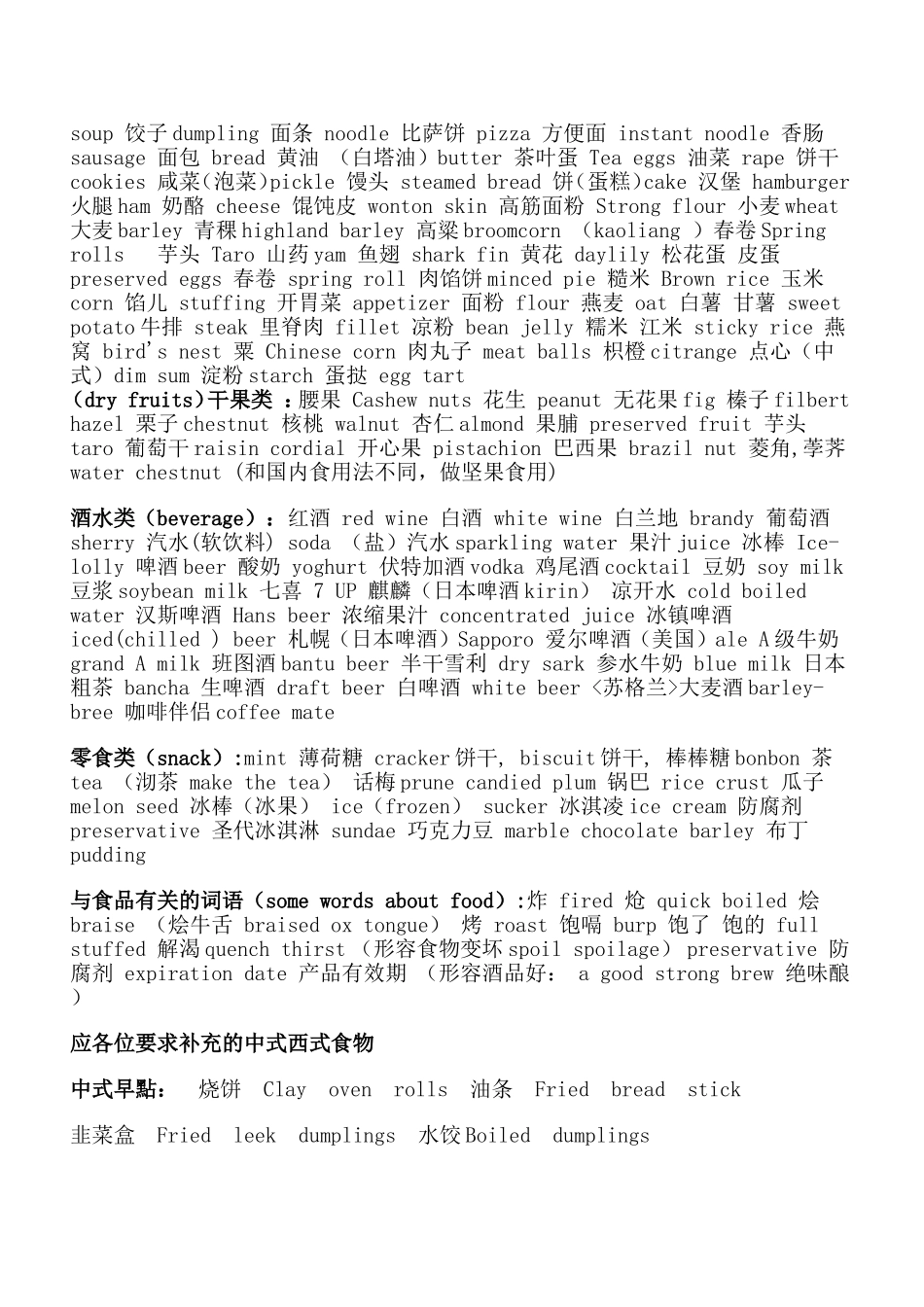 英语食物名称大全_第2页