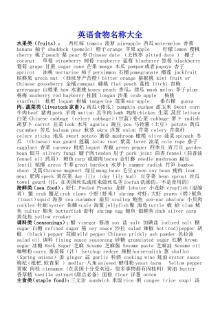 英语食物名称大全